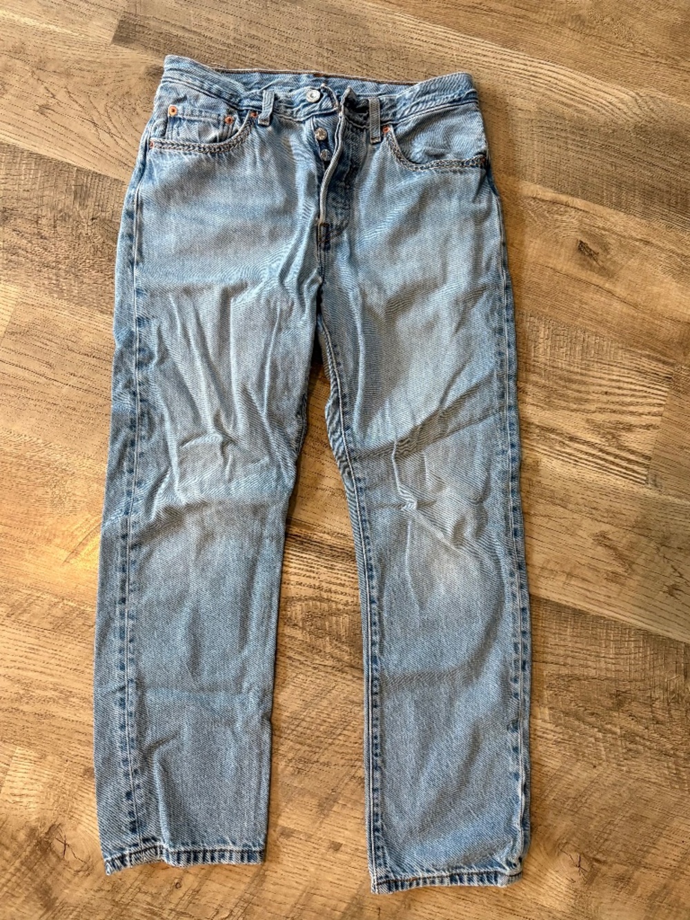 Levi's Premium 501 Button Fly Contrast White Stitch Jeans Size 27x28